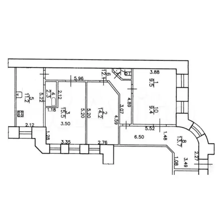 3-к. квартира, 88,6 м, 3/7 эт. - Фото 0