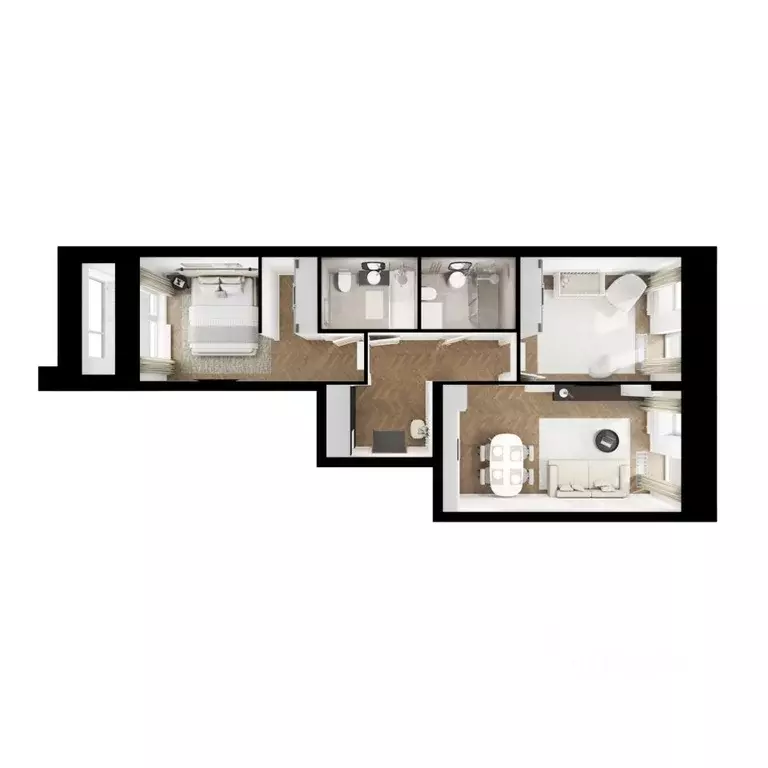 2-к кв. Татарстан, Казань Сиберово жилой комплекс, 2 (64.3 м) - Фото 1