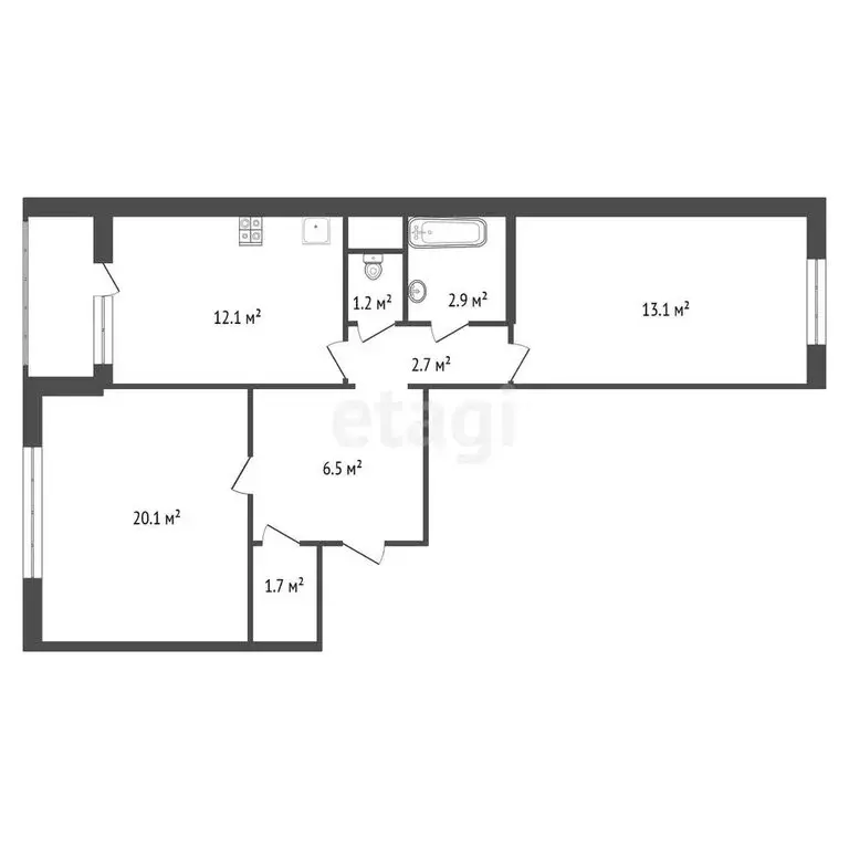 2-комнатная квартира: Обнинск, улица Поленова, 6 (60.3 м) - Фото 0
