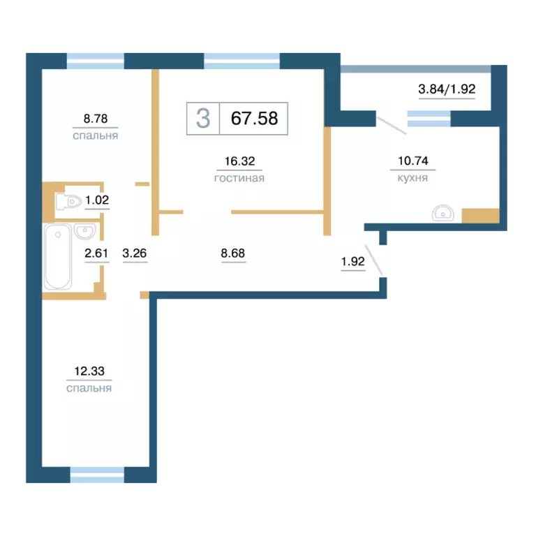 Продаётся 3-к квартира, 67.6 м - Фото 0