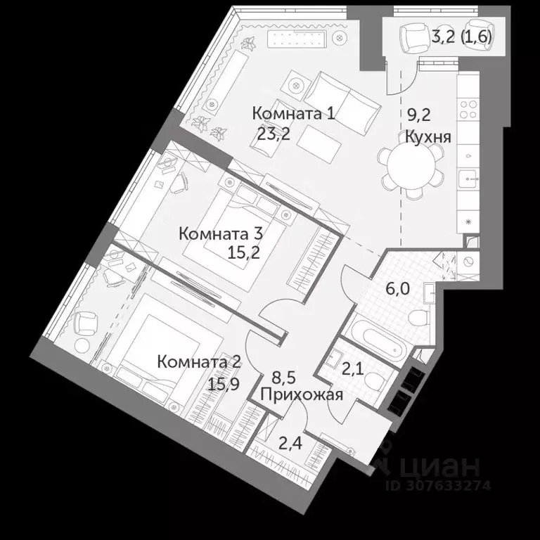 3-к кв. Москва ул. Академика Волгина, 2 (85.0 м) - Фото 0