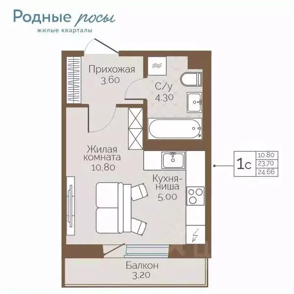 1-к кв. Пермский край, Пермский муниципальный округ, с. Фролы ул. ... - Фото 1