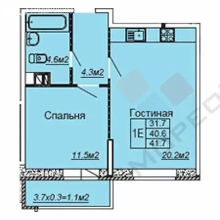 1-комнатная квартира: Краснодар, Московская улица, 137к1 (40.9 м) - Фото 0