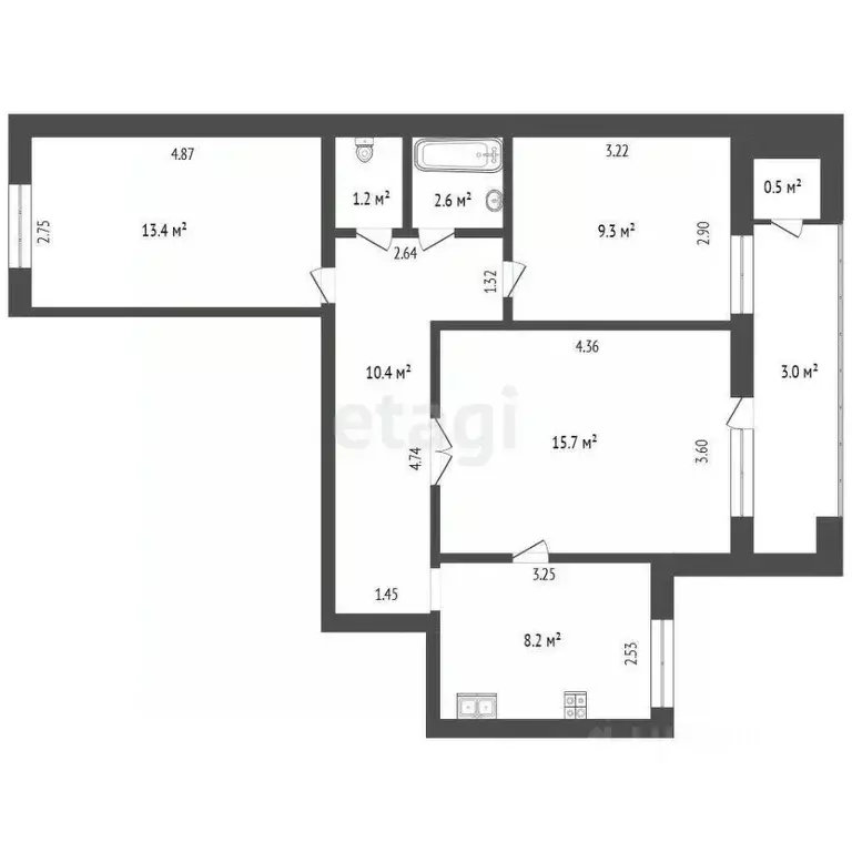 3-к кв. Забайкальский край, Чита ул. Бутина, 75 (62.0 м) - Фото 2