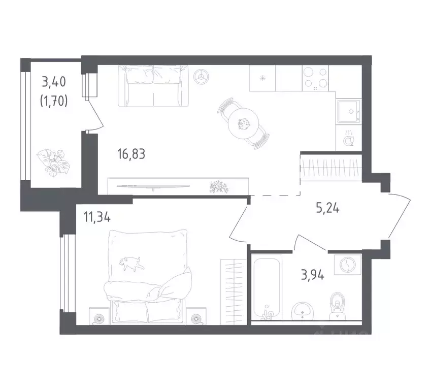 1-к кв. Ленинградская область, Всеволожский район, Свердловское ... - Фото 1