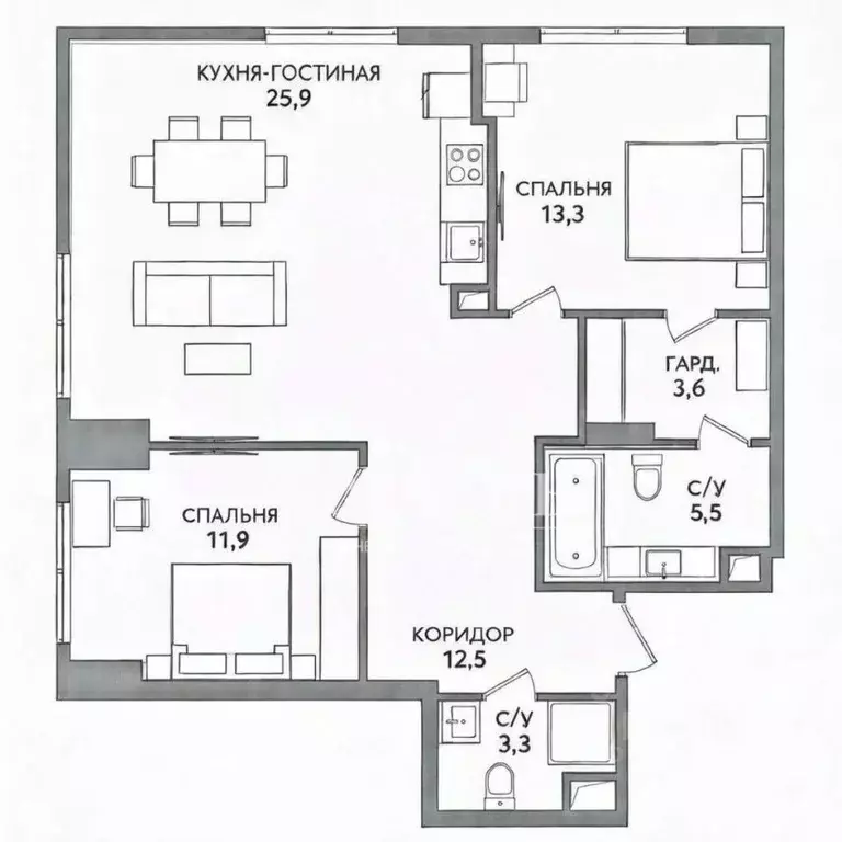 2-к кв. Москва ул. Василия Ланового, 6к2 (76.8 м) - Фото 1