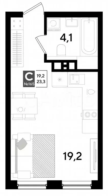 Квартира-студия, 23,3 м, 6/16 эт. - Фото 0