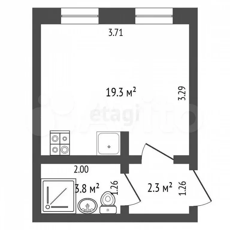 Квартира-студия, 25,7 м, 1/6 эт. - Фото 0