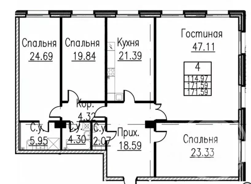 4-к кв. Санкт-Петербург Петровский просп., 9 (171.59 м) - Фото 1