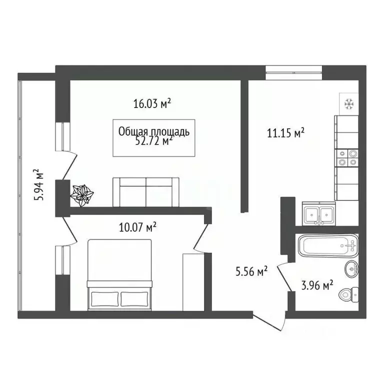 2-к кв. Новосибирская область, Новосибирск ул. Забалуева, 92 (52.72 м) - Фото 0
