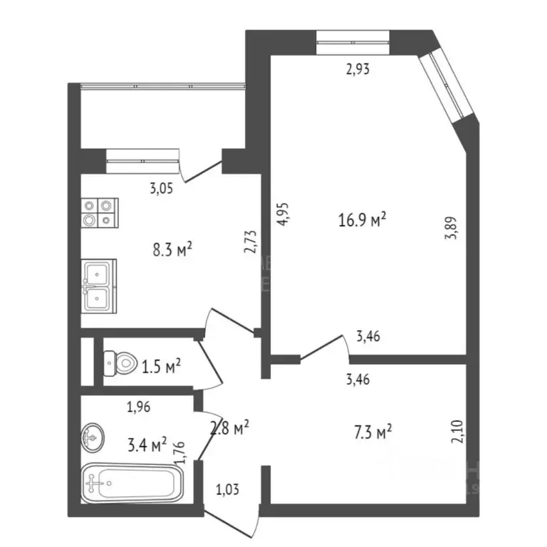 1-к кв. Тюменская область, Тюмень ул. Пермякова, 78 (40.2 м) - Фото 1