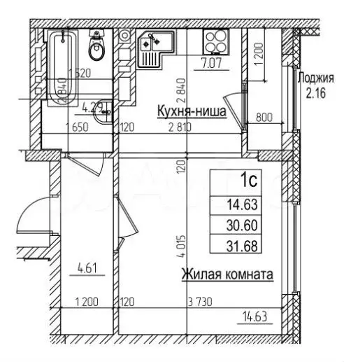 Квартира-студия, 31,7 м, 14/18 эт. - Фото 0