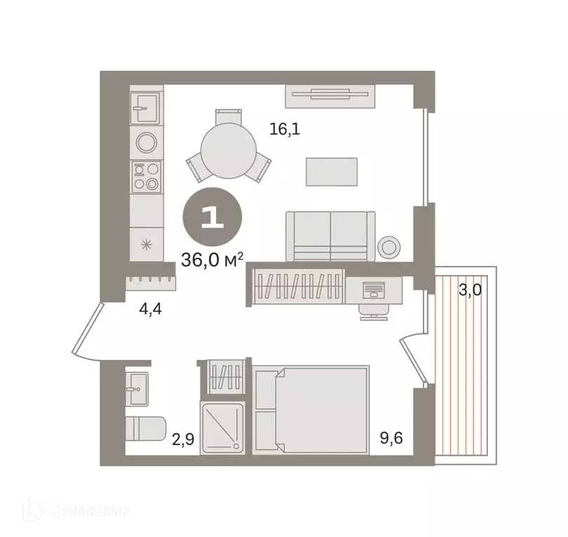 Продаётся 1-к квартира, 36.01 м - Фото 0