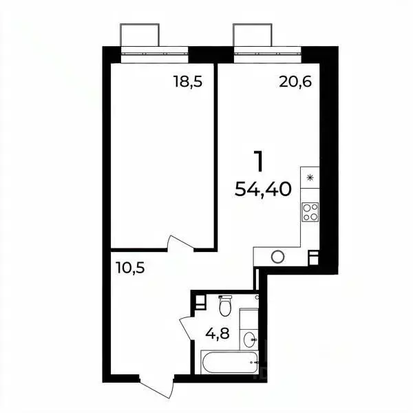 1-к кв. Нижегородская область, Нижний Новгород ул. Воровского, 8 (54.1 ... - Фото 1