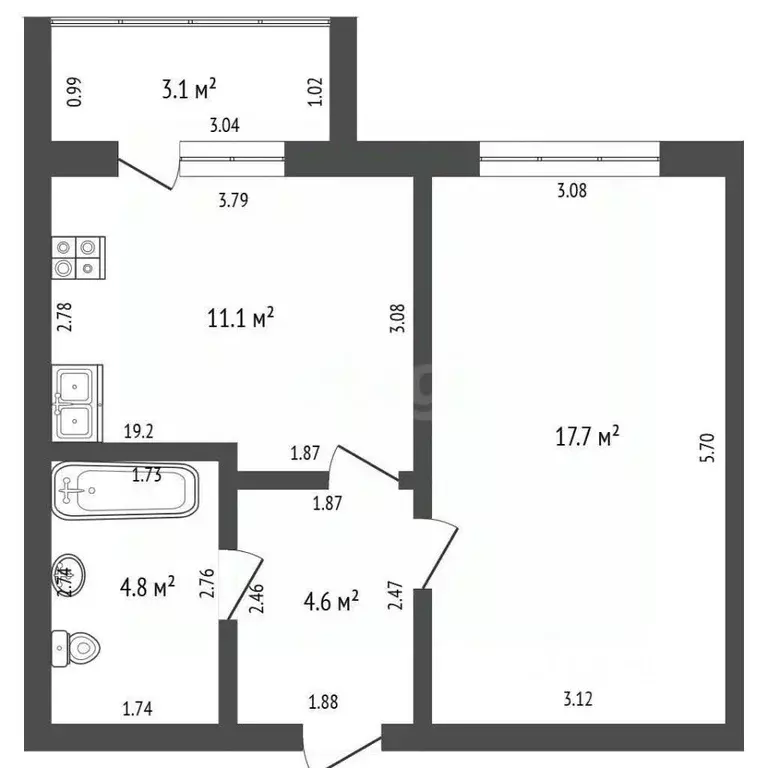 1-к кв. Башкортостан, Стерлитамак просп. Октября, 91 (38.2 м) - Фото 2