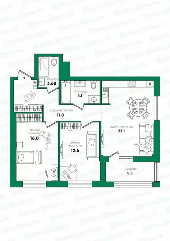3-к кв. Кировская область, Киров ул. Дмитрия Козулева, 1 (75.6 м) - Фото 2