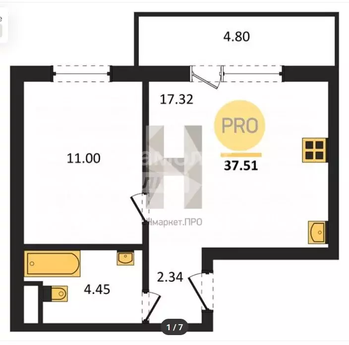 1-комнатная квартира: Западный, улица Дружбы, 5 (37.51 м) - Фото 0