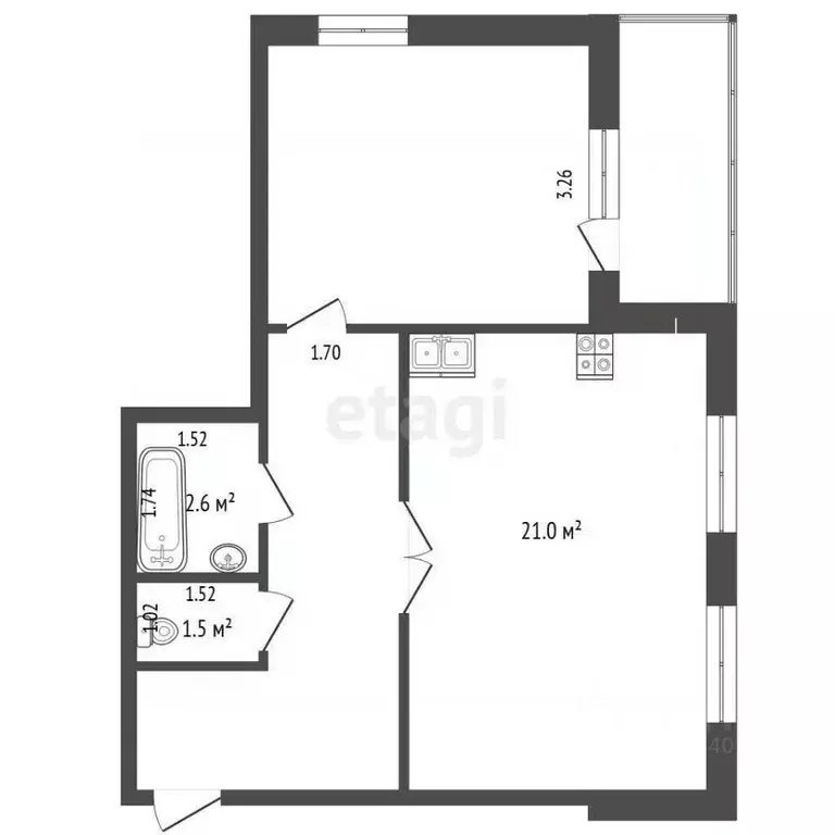 1-к кв. Тюменская область, Тюмень ул. Мельникайте, 2к13 (50.8 м) - Фото 2
