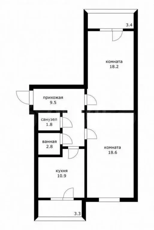 2-комнатная квартира: аул Новая Адыгея, Бжегокайская улица, 90/3к3 ... - Фото 0