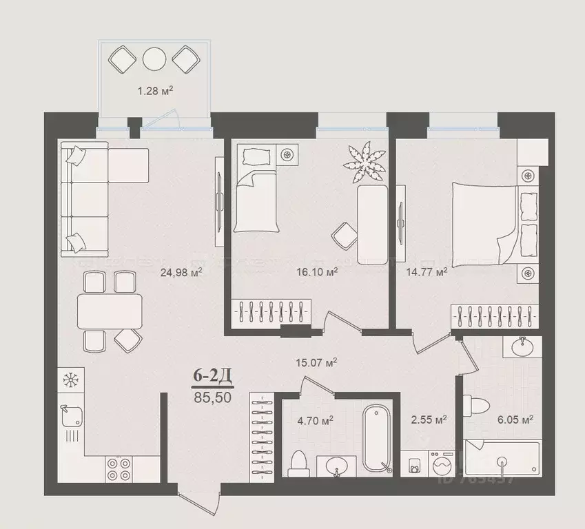 2-к кв. Татарстан, Казань ул. Бутлерова, 18 (85.5 м) - Фото 1