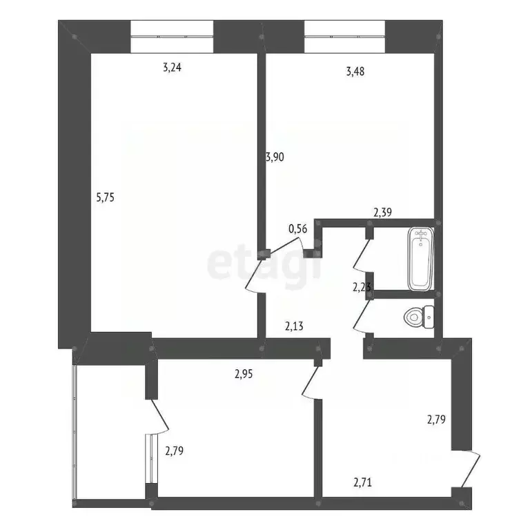 2-к кв. Амурская область, Белогорск ул. 50 лет Комсомола, 129 (54.5 м) - Фото 1
