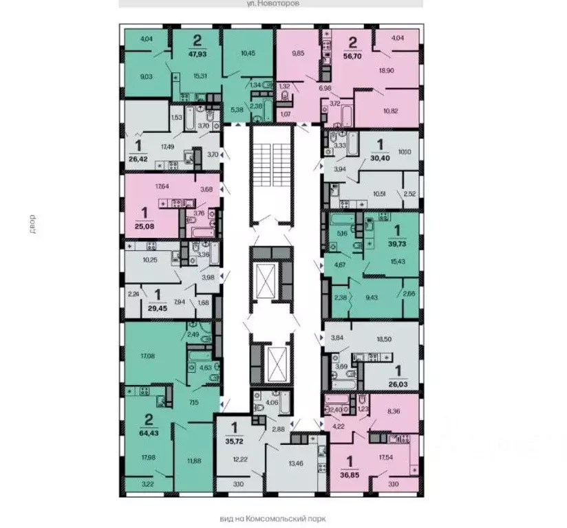 2-к кв. Рязанская область, Рязань Московский р-н, 4-й мкр,  (64.43 м) - Фото 2