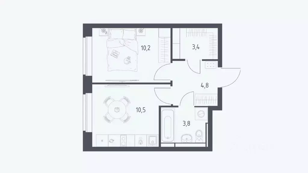 1-к кв. Московская область, Ленинский городской округ, д. Калиновка ... - Фото 0