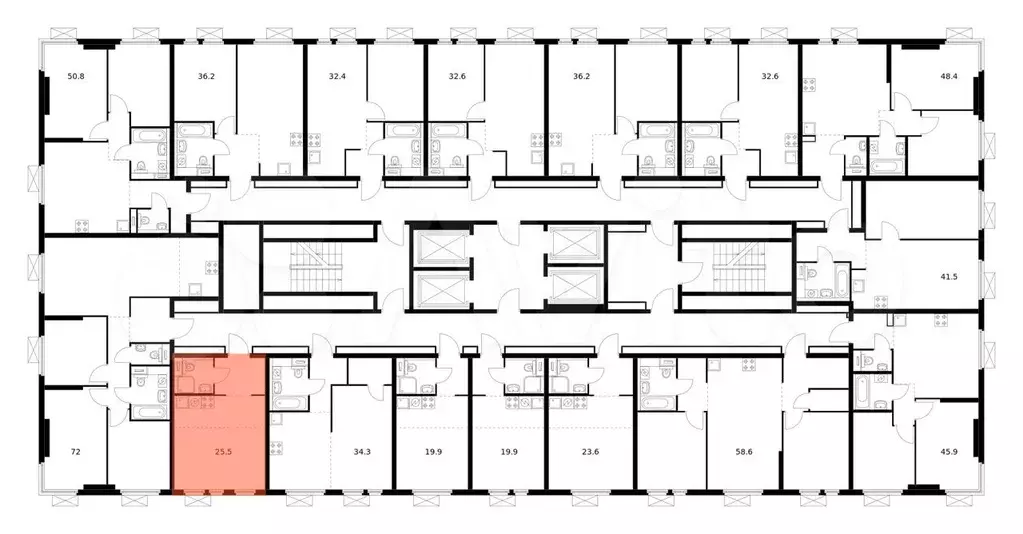 Квартира-студия, 25,5 м, 27/33 эт. - Фото 1