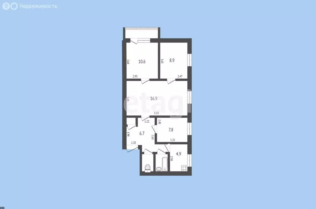 3-комнатная квартира: Черкесск, улица Любови Шевцовой, 16А (61 м) - Фото 0