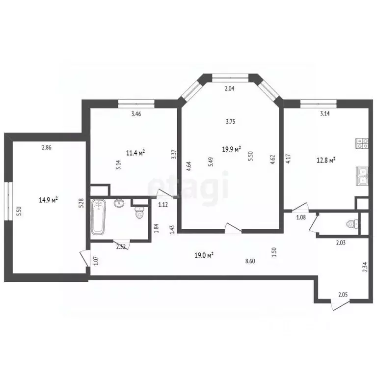 3-к кв. Москва ул. Берзарина, 21 (82.6 м) - Фото 2