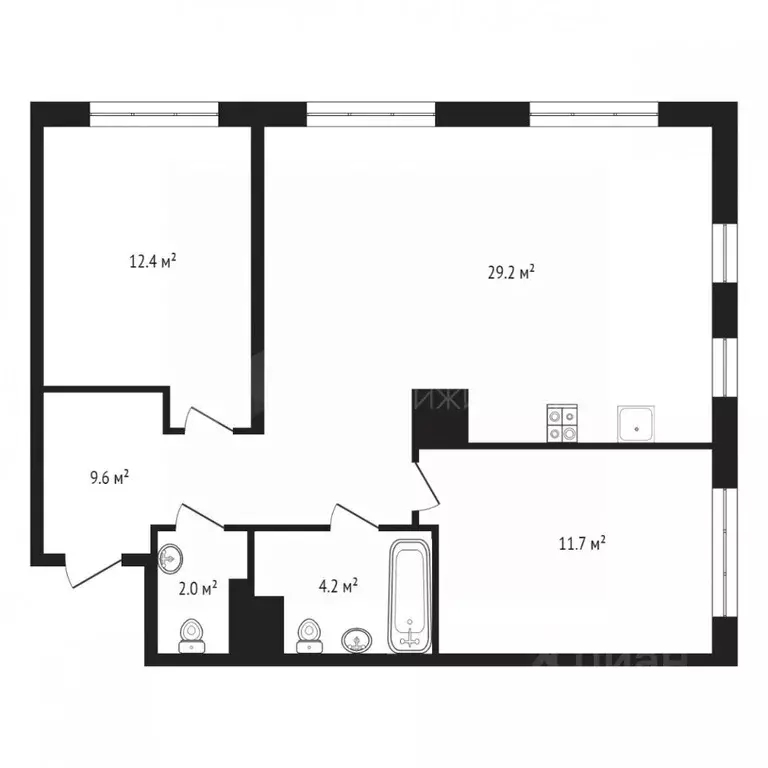 2-к кв. Тюменская область, Тюмень ул. Усиевича, 16 (80.0 м) - Фото 1