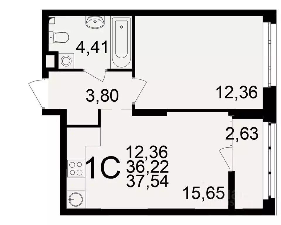 1-к кв. Рязанская область, Рязань Аура жилой комплекс (36.22 м) - Фото 1