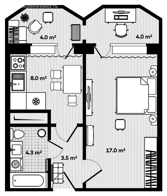 1-комнатная квартира: посёлок Тавричанка, улица Лазо, 9 (36.8 м) - Фото 0