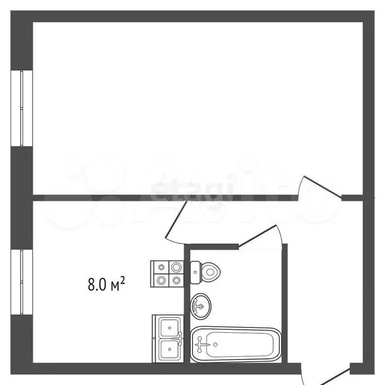 1-к. квартира, 33,3 м, 2/5 эт. - Фото 0