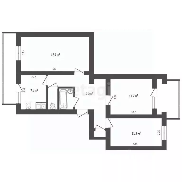 3-к кв. Крым, Бахчисарайский район, Куйбышево пгт ул. Родниковая, 49 ... - Фото 2