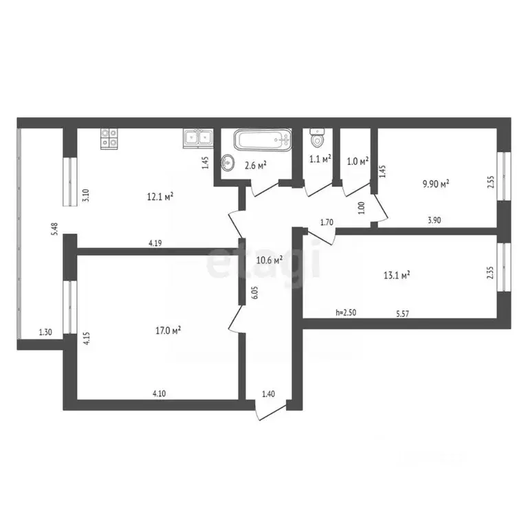 3-к кв. Крым, Кировское пгт ул. Комарова, 2 (71.0 м) - Фото 2