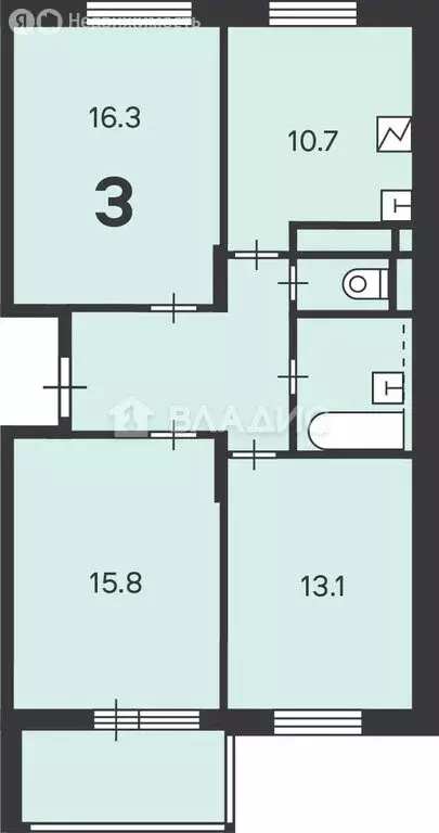 3-комнатная квартира: Москва, улица Введенского, 13В (70 м) - Фото 0