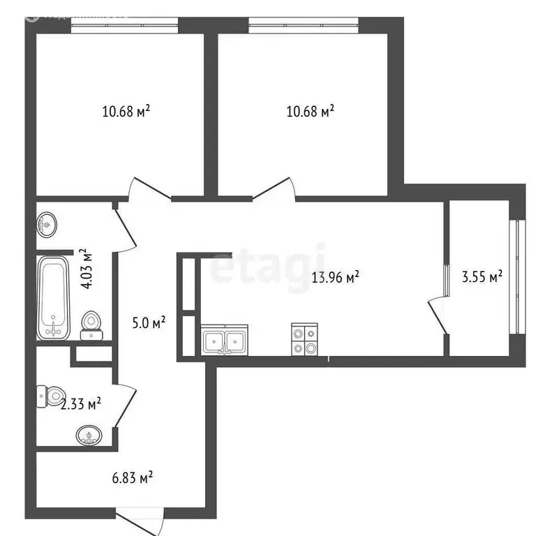 2-комнатная квартира: Тюмень, улица Бориса Прудаева, 7А (57 м) - Фото 1