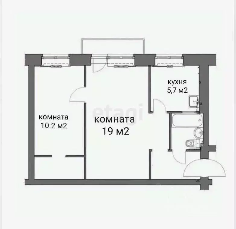 2-к кв. Татарстан, Казань ул. Декабристов, 180а (46.8 м) - Фото 0
