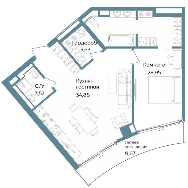 2-к квартира, 80.66 м - Фото 0