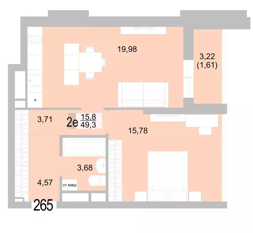 1-комнатная квартира: Екатеринбург, Черкасская улица, 5к2 (49.33 м) - Фото 0