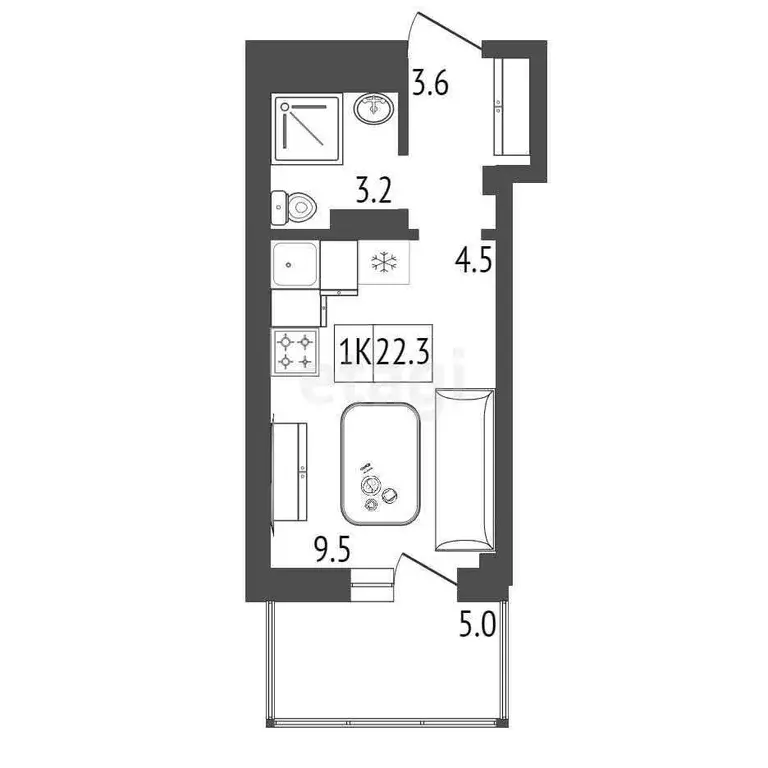 Продаётся квартира-студия, 22.3 м - Фото 0