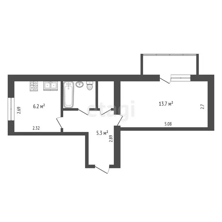 1-комнатная квартира: Молодёжное, Школьная улица, 3 (32.2 м) - Фото 1