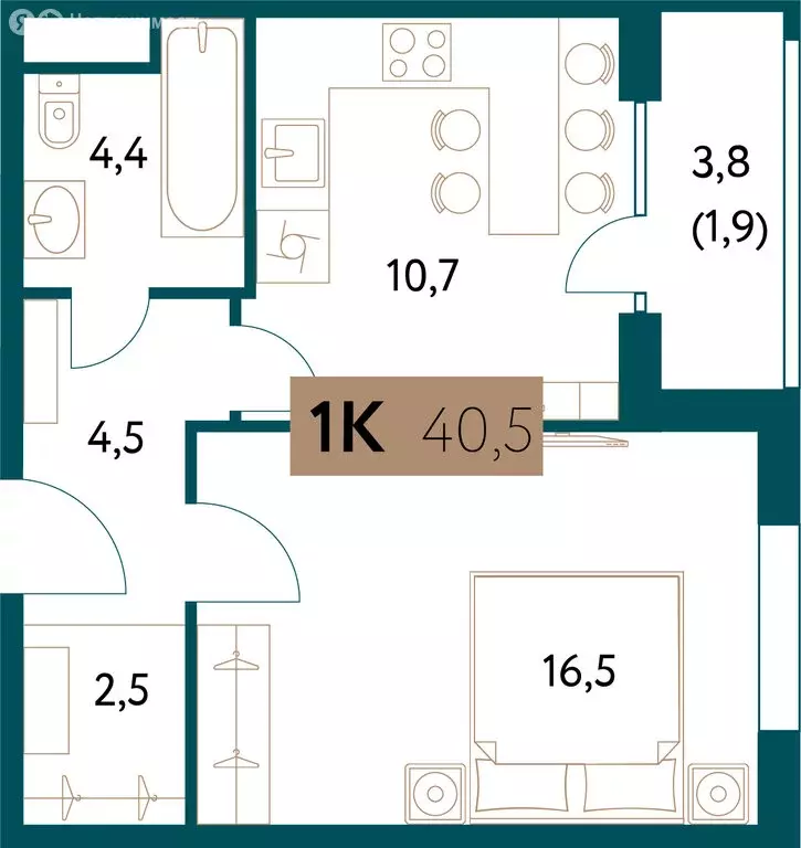 1-комнатная квартира: Москва, Винницкая улица, 8к3 (40.6 м) - Фото 0