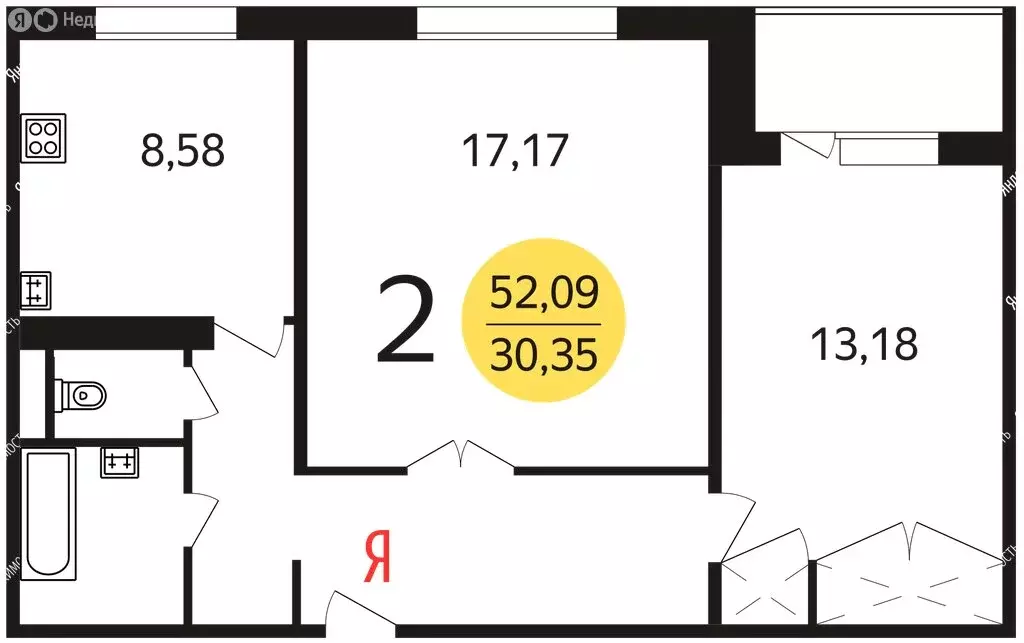 2-комнатная квартира: Москва, улица Свободы, 95к2 (55 м) - Фото 0