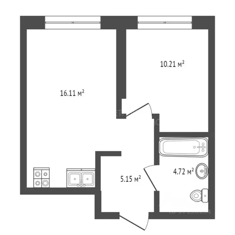 1-к кв. Тюменская область, Тюмень Харьковская ул., 74 (42.0 м) - Фото 2