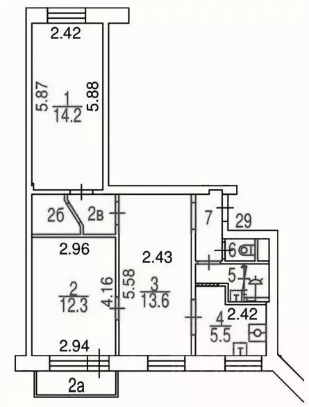 3-к кв. Москва Трифоновская ул., 4 (57.0 м) - Фото 1