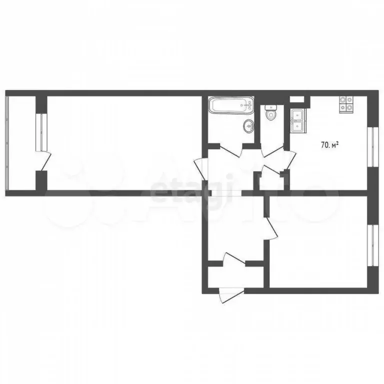 2-к. квартира, 51 м, 5/5 эт. - Фото 0