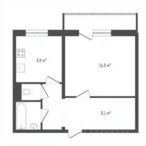 1-к кв. Красноярский край, Красноярск Уютный пер., 7 (40.0 м) - Фото 2