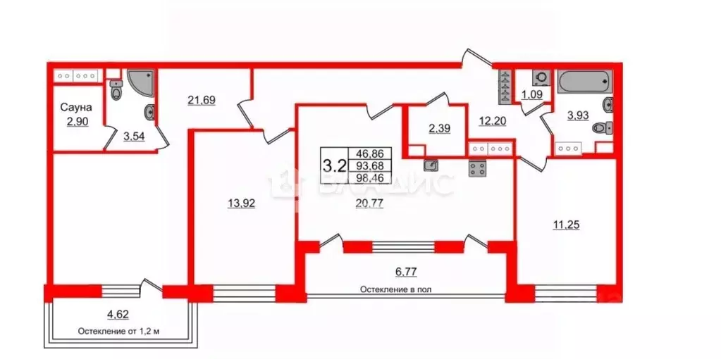 3-к кв. Санкт-Петербург Кубинская ул., 76к1 (98.46 м) - Фото 1
